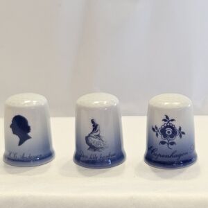 Set of 3 Vintage Danish Thimbles by Royal Copenhagen.